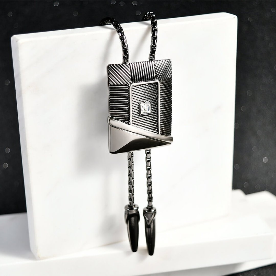 黑耀时尚 保罗领带 Bolo Tie 领绳项链 金属绳领带 长项链 - 领带/领带夹 - 其他金属 银色