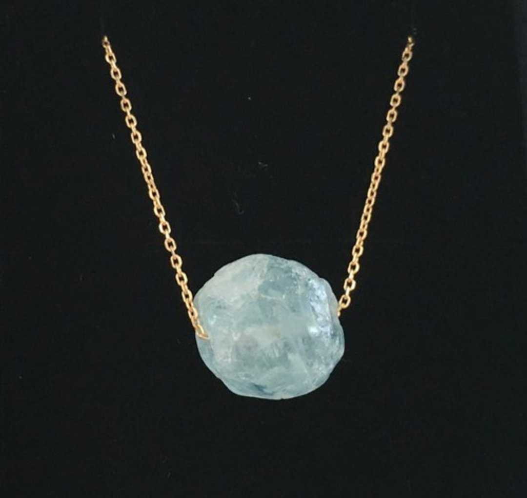 Natural aquamarine rough ◇ K10 Gold Necklace - 项链 - 宝石 
