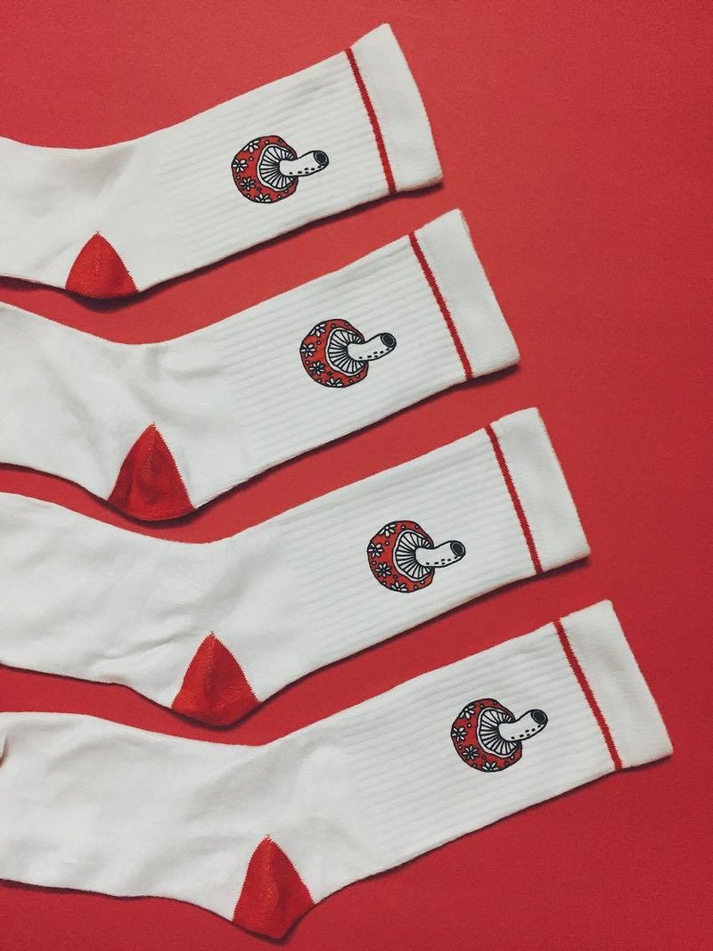 蘑菇 袜子 - 袜子 - 棉．麻 白色