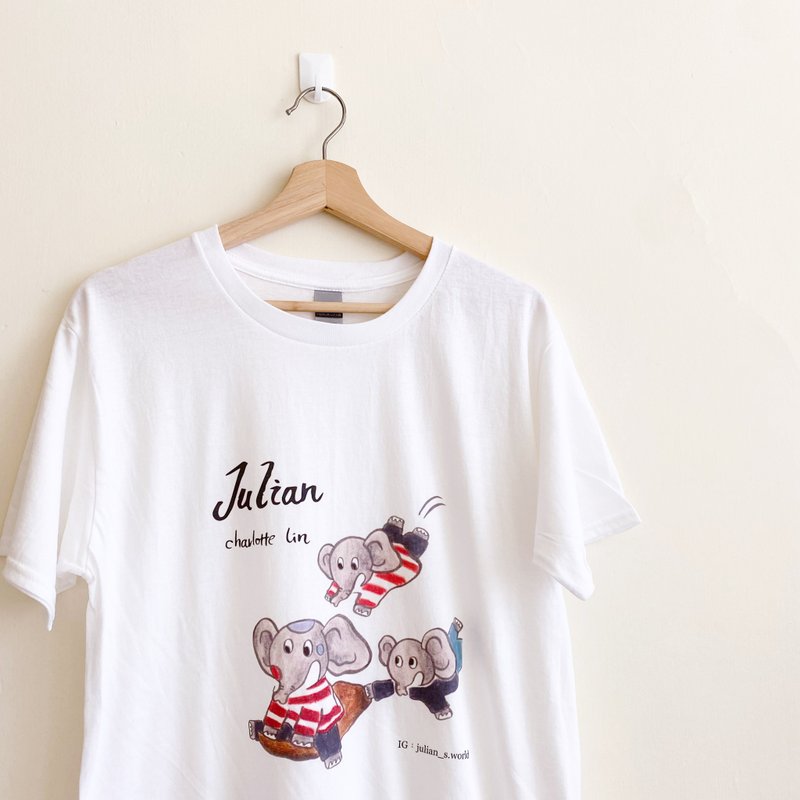 【Charlotte Lin 林晓柔】纯棉T恤・快乐滑草款 - 女装 T 恤 - 棉．麻 白色