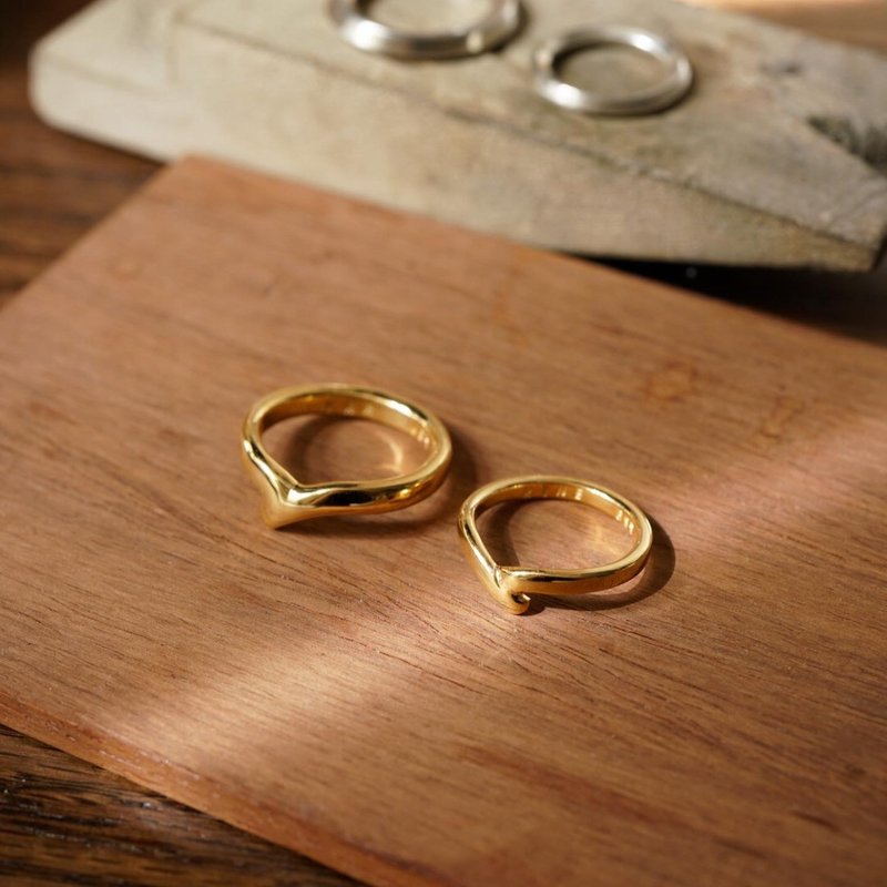 衣襟戒指 - 对戒 - 纯银 