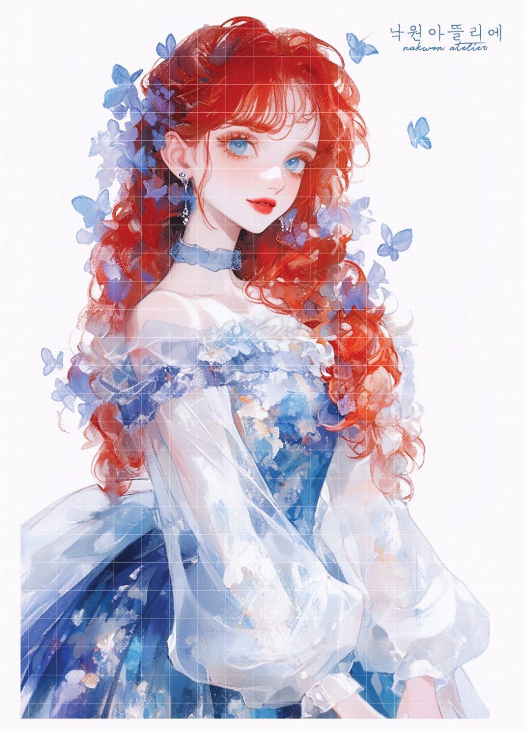 蓝色洋装女孩贴纸 01 - 贴纸 - 纸 