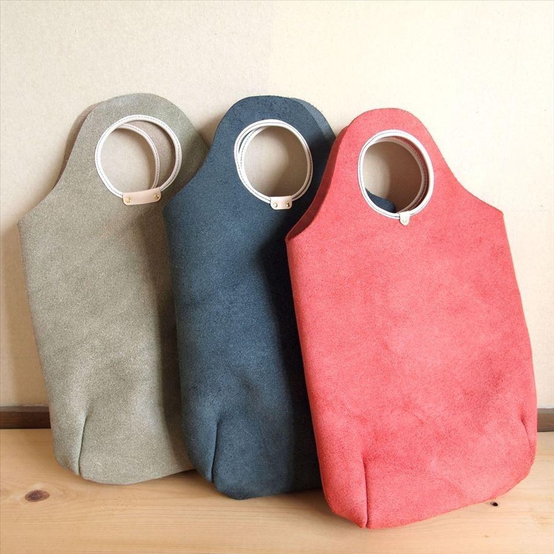 [Vertical] Floor leather [Round] Leather tote bag [A4 size] Floor leather [Made to order] - 手提包/手提袋 - 真皮 卡其色