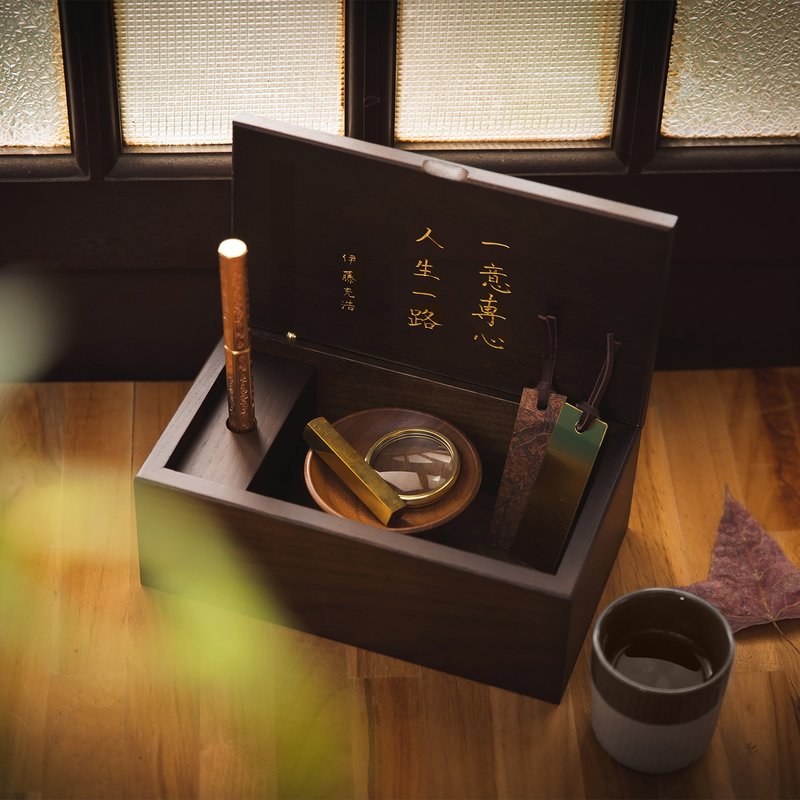 【龙纹錺金具钢珠笔 - 典藏木盒款】经典工艺系列 - 钢珠笔 - 铜/黄铜 粉红色