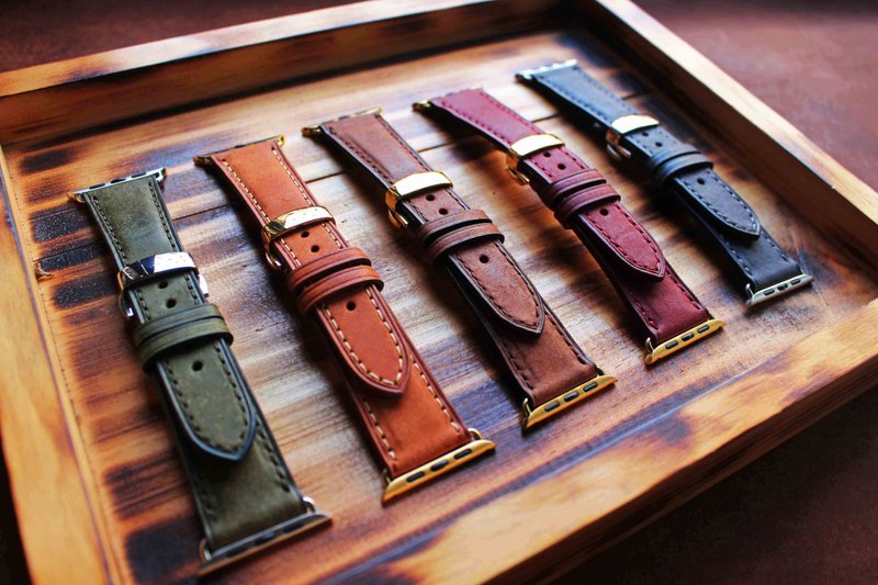 【Apple Watch 20mm 磨砂皮 蝴蝶扣表带】各版本各尺寸适用 Ultra - 表带 - 真皮 咖啡色