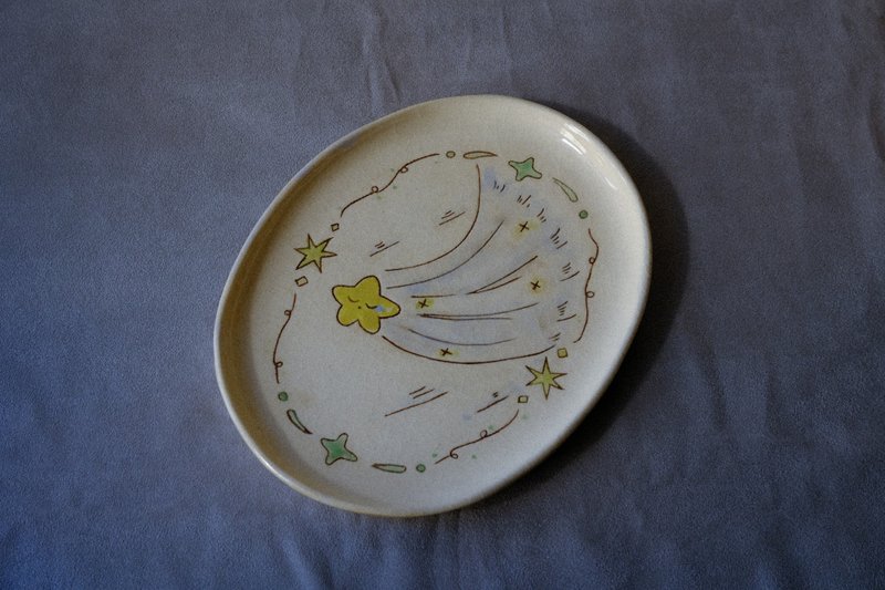 Suànn-Sian . 哭泣流星点心盘 | 椭圆盘 点心盘 大皿 - 盘子/餐盘/盘架 - 陶 