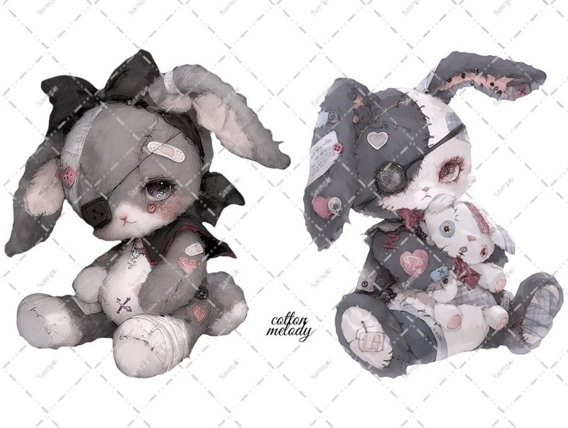 原创贴纸 no.D39 // 人物贴纸 原创贴纸 装饰贴纸 歌德风小熊 15种各2张 合计30张 - 贴纸 - 纸 