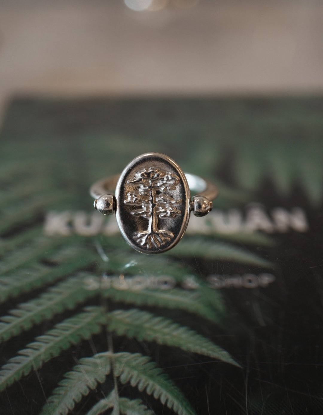 KUÂN KUÂN 绿植系列 树木翻转戒 - 戒指 - 纯银 银色