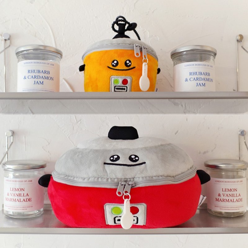 雨过山原创大红锅毛绒手拎化妆包小橙锅零钱包搞怪耳机车钥匙包 - 钥匙链/钥匙包 - 其他材质 