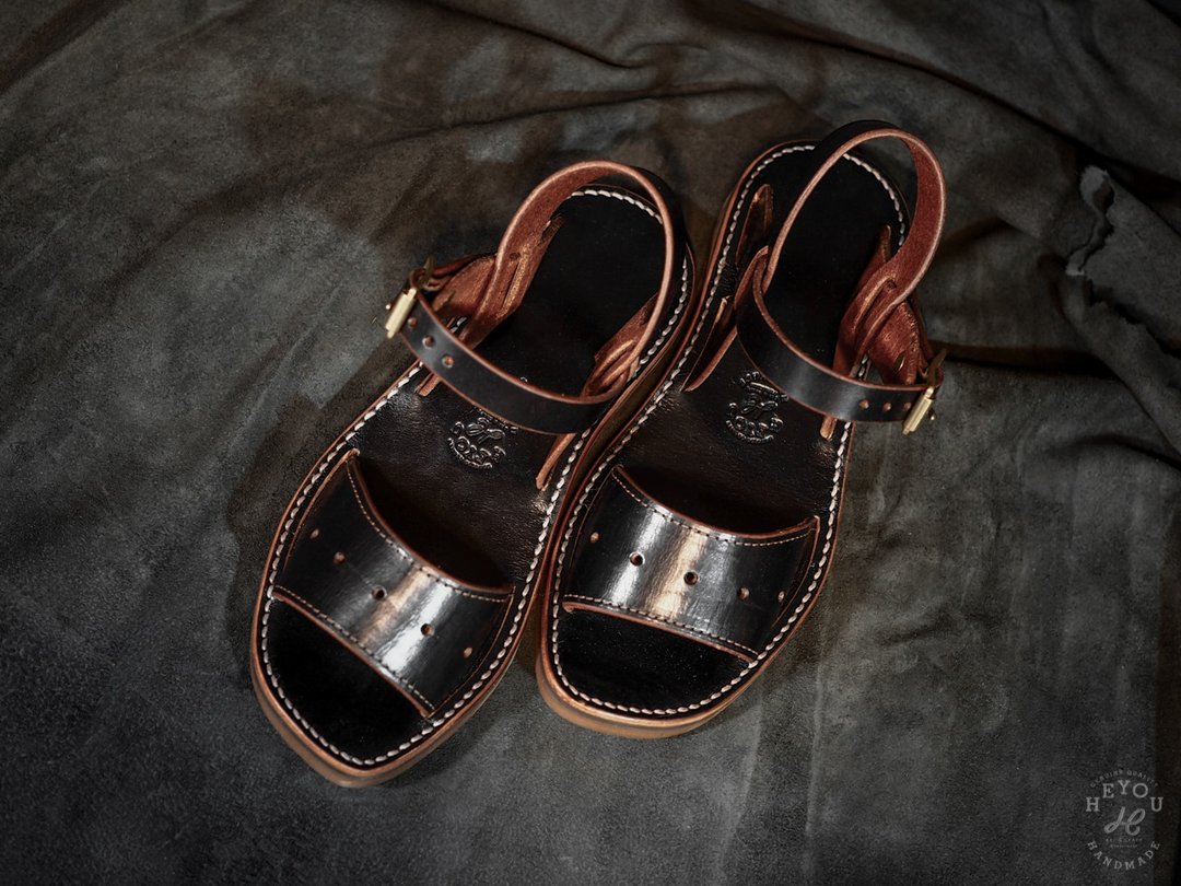 LeatherSandals 复刻法军公发皮革凉鞋-茶芯黑色 - 男女凉鞋 - 真皮 多色
