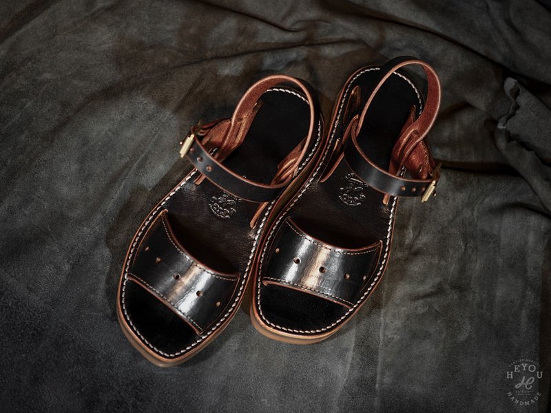 LeatherSandals 复刻法军公发皮革凉鞋-茶芯黑色 - 男女凉鞋 - 真皮 多色