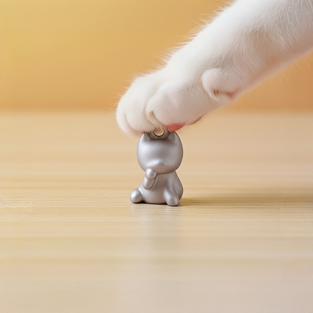招财猫项链砂面 陪你办公款 亲肤简单易保养 MIT 台湾制造 - 项链 - 不锈钢 银色