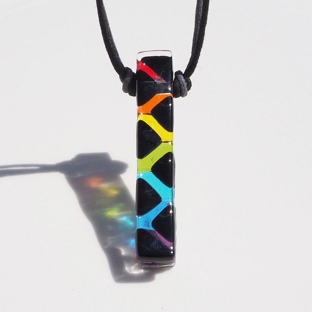 [Rainbow] Glass scratch art (scratch [rainbow]) necklace [made-to-order] - 项链 - 玻璃 多色