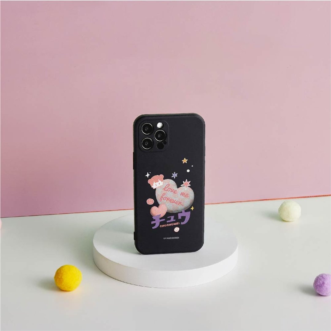 啾啾妹Love爱心纯色硅胶iPhone手机壳 - 手机壳/手机套 - 硅胶 黑色