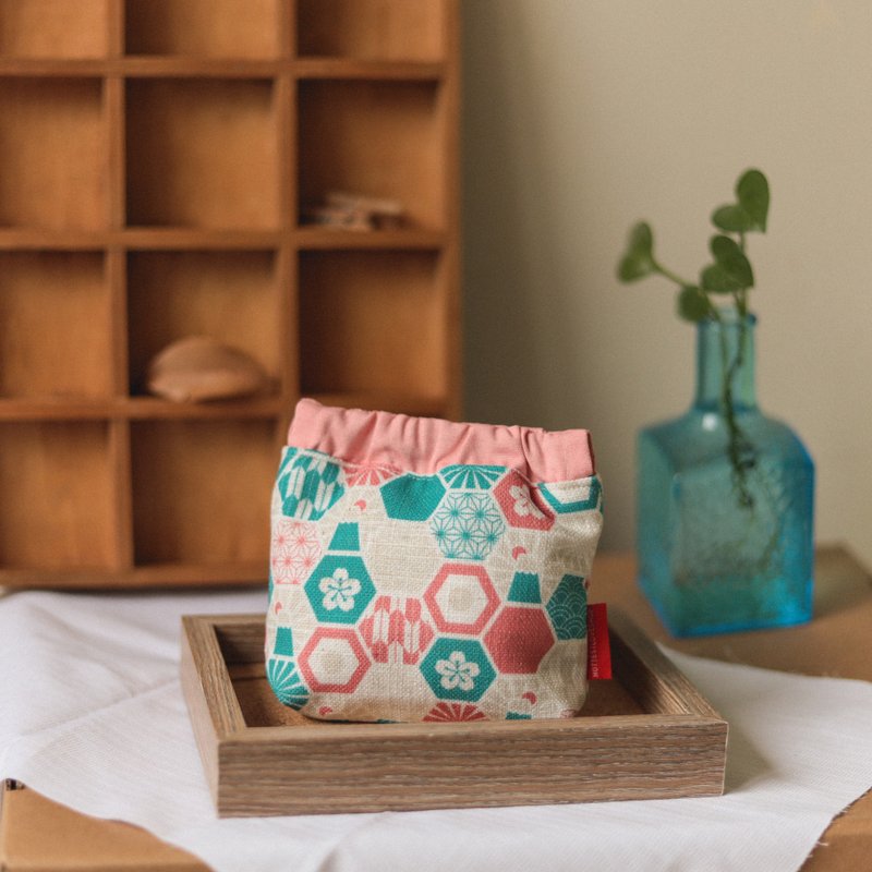 【口金包】六角磁砖富士山 / 粉 - 零钱包 - 棉．麻 粉红色