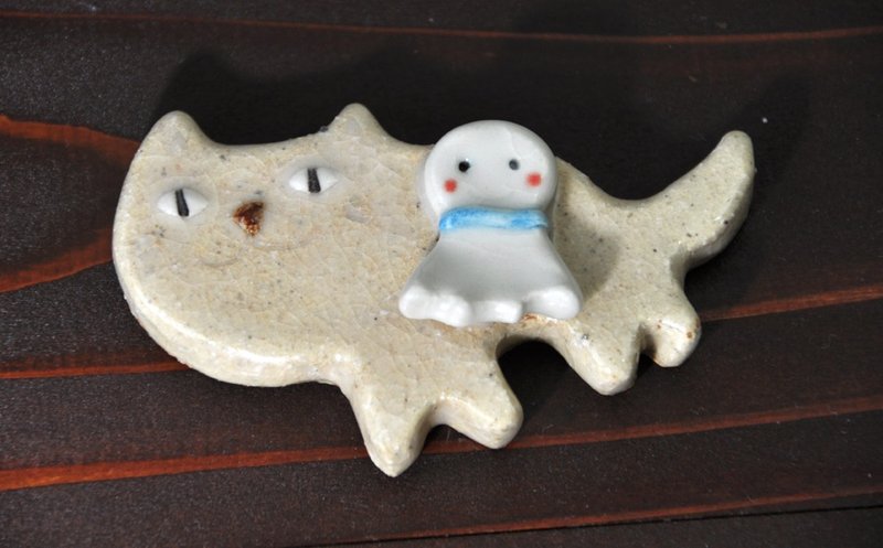 AA pair of brush and chopstick rests for umbrella and Teru-Teru Bozu. - 筷子/筷架 - 陶 蓝色
