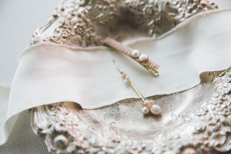 日常搭配// Pastel Peach 手工珍珠发夹 一字夹 qm15 - 发饰 - 其他材质 