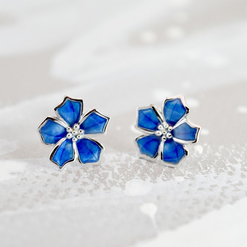 【定制化礼物】珐琅圣诞红耳环系列 - 耳环/耳夹 - 银 多色