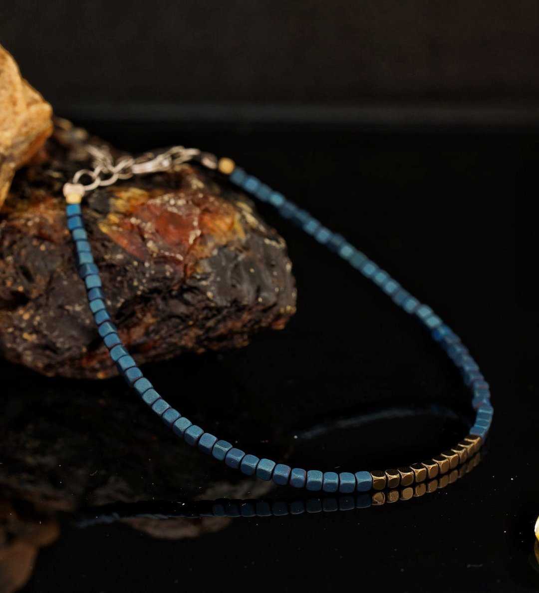 电镀赤铁矿石银手链 ( Hematite with Memory Alloy H-6 ) - 手链/手环 - 半宝石 