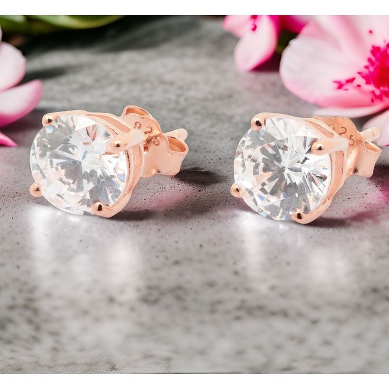 【DT&CREATION JEWEL】925纯银 璀璨耳钉 - 玫瑰金 - 耳环/耳夹 - 纯银 多色