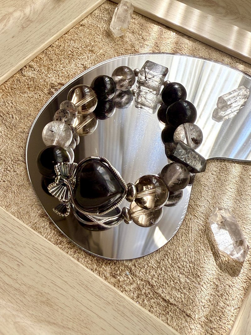 金运石黑武士闪灵黑羽极光黑发晶毒液黑草莓设计款手链 - 手链/手环 - 水晶 黑色