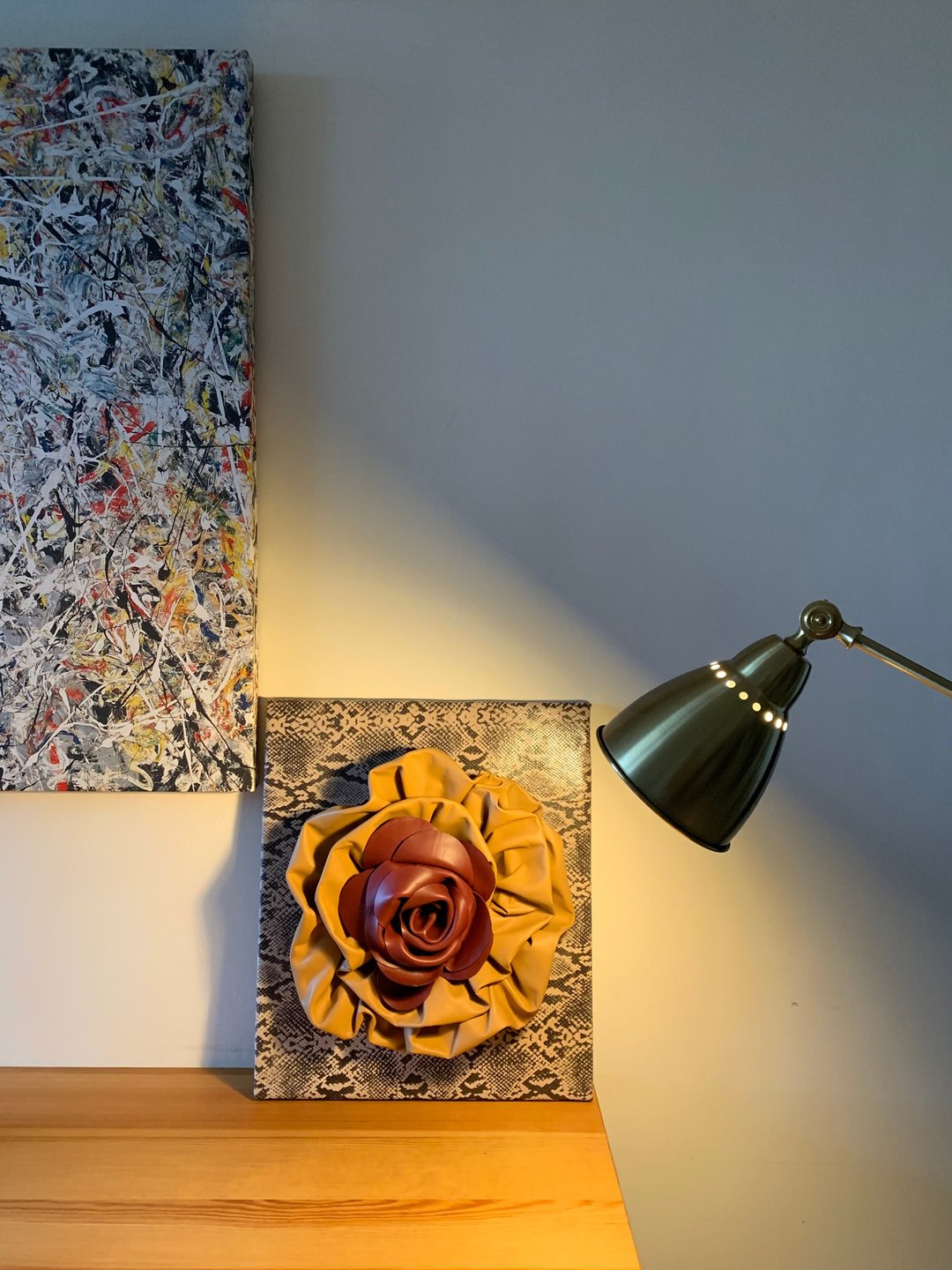 【梁絮皮艺】真皮 皮革装饰画/北欧室内居家/牛皮/立体花朵/Glady - 画框/相框 - 真皮 卡其色