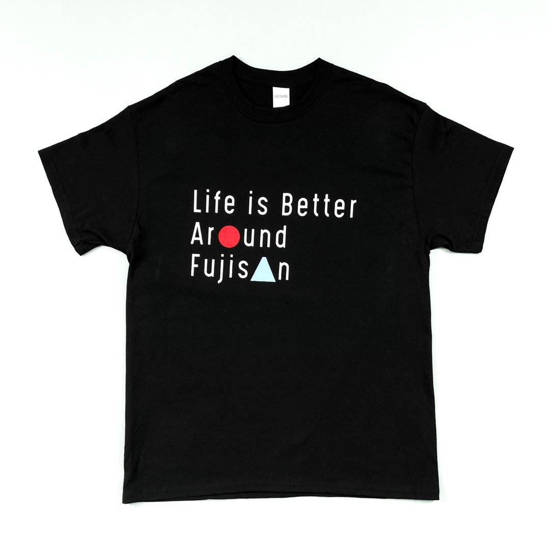 Life is Better Around Fujisan 黑色手工绢印Tee 富士山 - 男装上衣/T 恤 - 棉 黑色