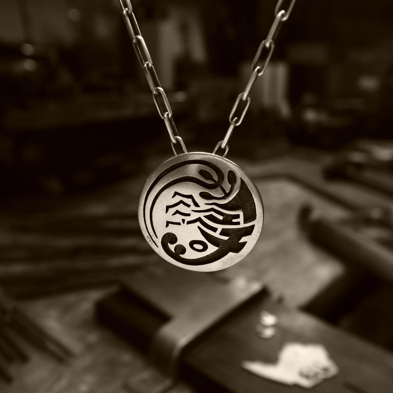 [Shrimp's life] Pendant necklace / Japanese pattern overlay Silver Magazine publication product - 项链 - 纯银 银色