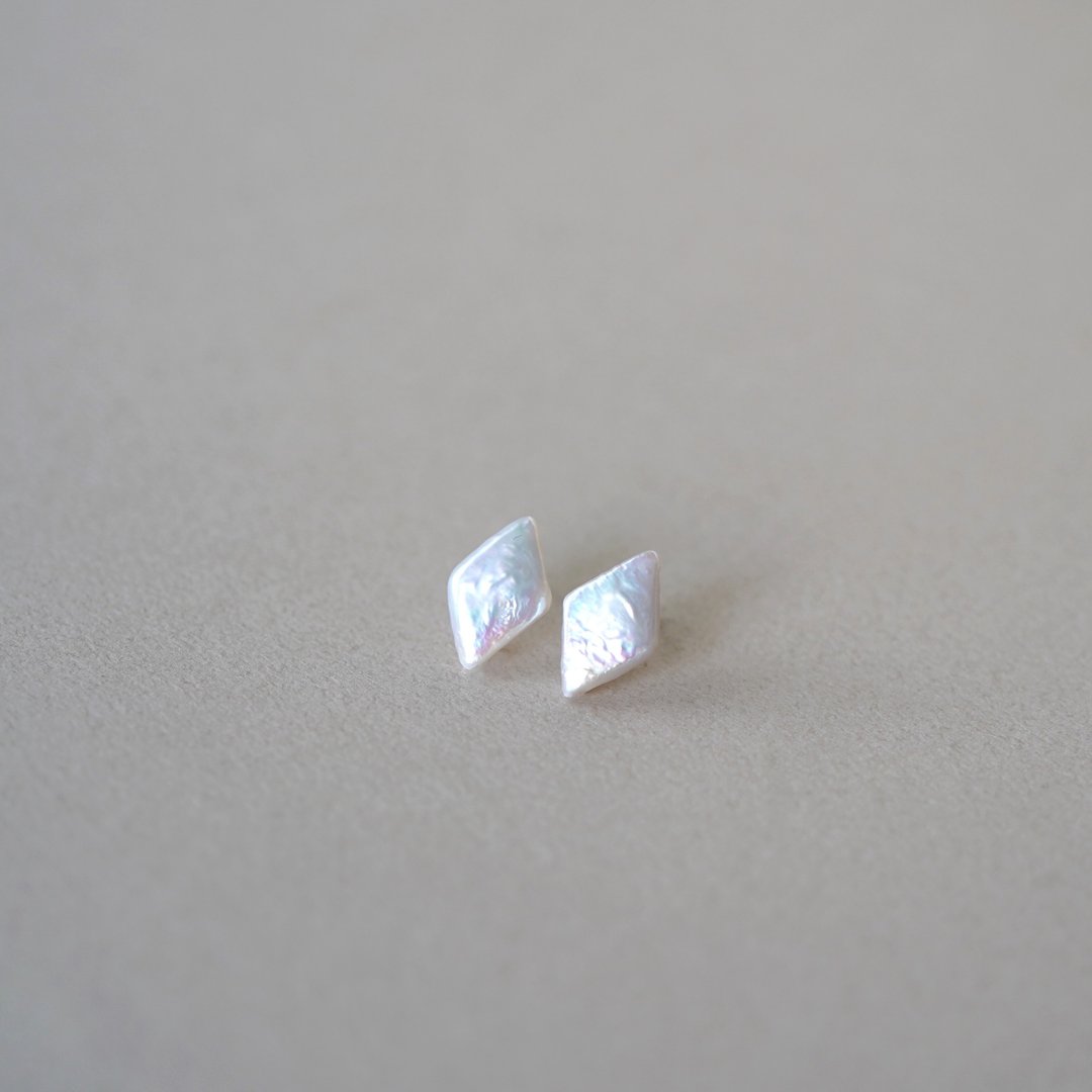 限量14KGF钻石珍珠耳针/耳夹夹 - 耳环/耳夹 - 珍珠 白色