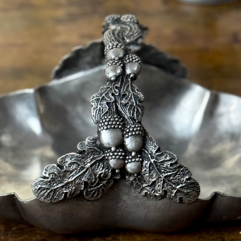50620-绝美法国古董锡篮27x18cm - 收纳用品 - 其他金属 