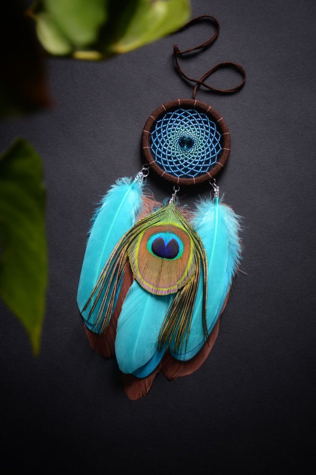 Handmade Peacock Feather Dream catcher Wall Hangings & More - Peacock Themed - 墙贴/壁贴 - 宝石 蓝色