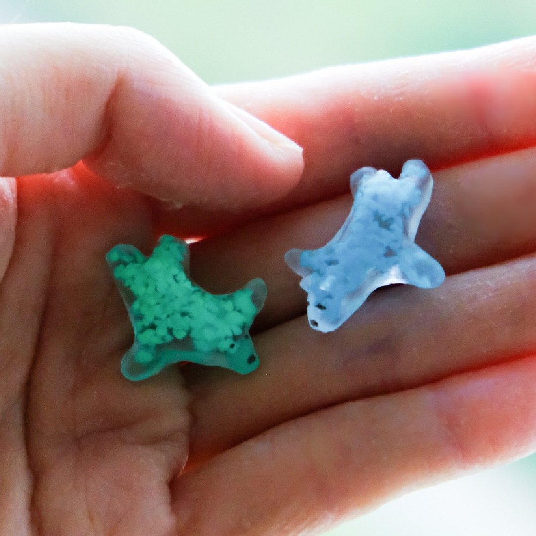 【しろくま】Glowing Polar Bear Ear Rings 北极熊冰块耳环耳夹 - 耳环/耳夹 - 树脂 透明