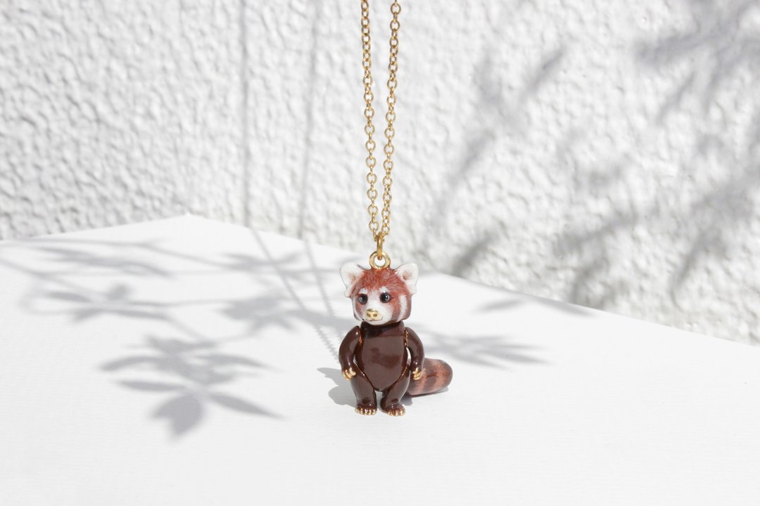 Raph Red Panda Necklace - 项链 - 铜/黄铜 红色