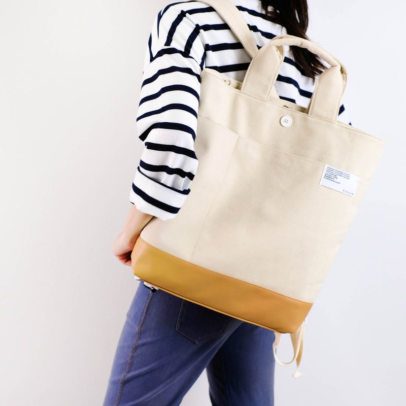 SAN-JON TOTEBAG #White - 后背包/双肩包 - 其他材质 白色