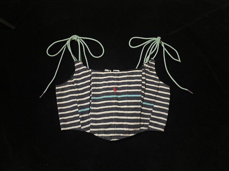 REGETHER 古着改制 Ralph Lauren 后绑带马甲 Corset-28 - 女装背心 - 棉．麻 灰色