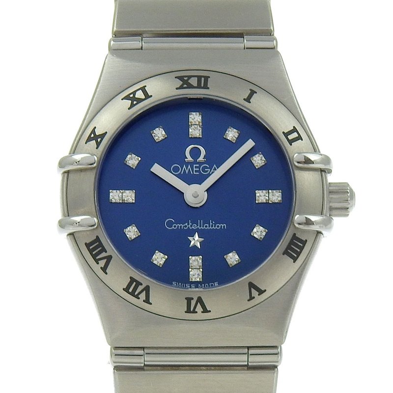 [日本直邮] 欧米茄星座系列迷你腕表 Cindy Crawford 限量 1999 枚 1563.86 钻石石英女士腕表 [二手] - 女表 - 不锈钢 银色