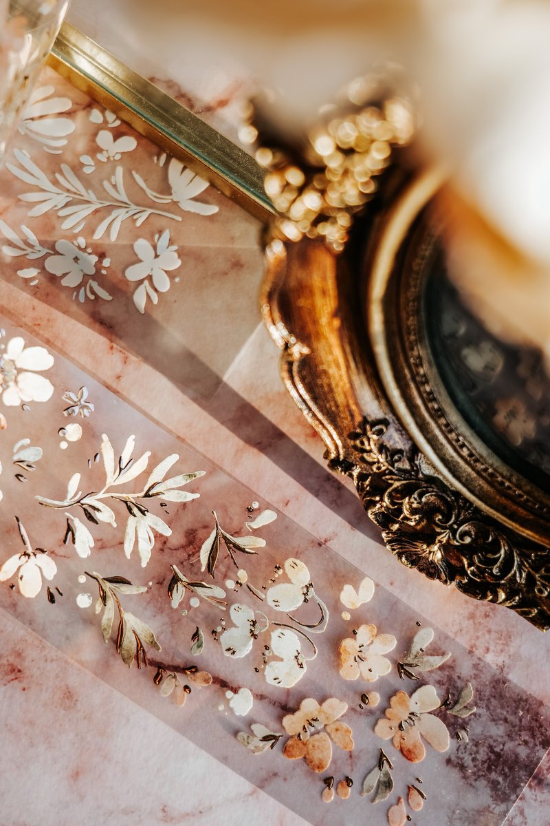 凋零之时 亮面玫瑰金PET胶带(特油加白墨含离型纸) - 纸胶带 - 其他材质 