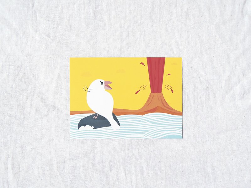 远古时代-给暴龙文鸟的惊喜 明信片 - 卡片/明信片 - 纸 黄色