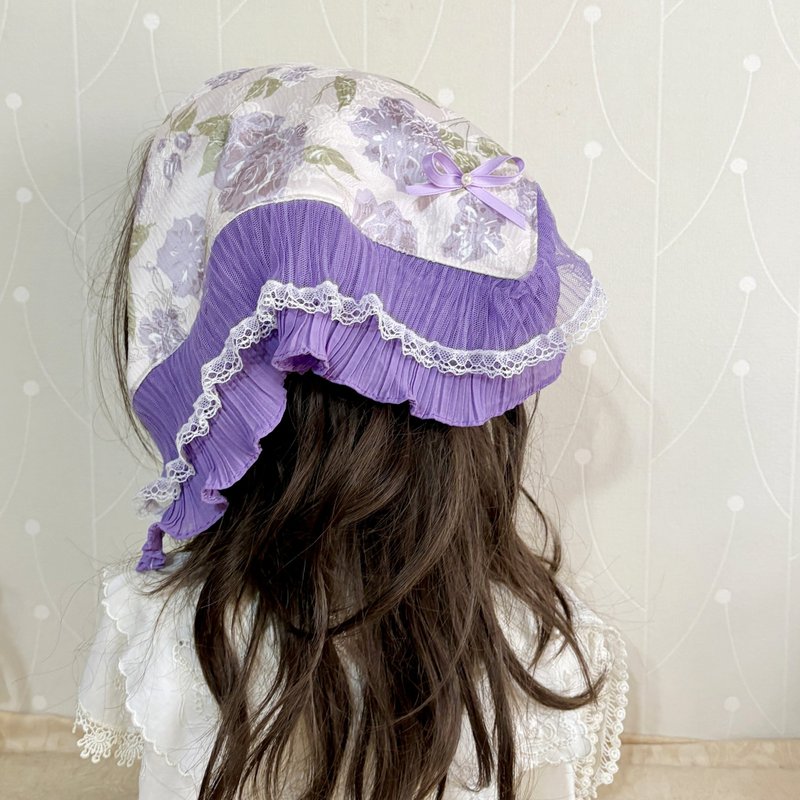 三角头巾/发带 帽巾 高颅顶发箍 头带 头饰 荷叶蕾丝 发饰 帽饰 - 发带/发箍 - 其他材质 紫色