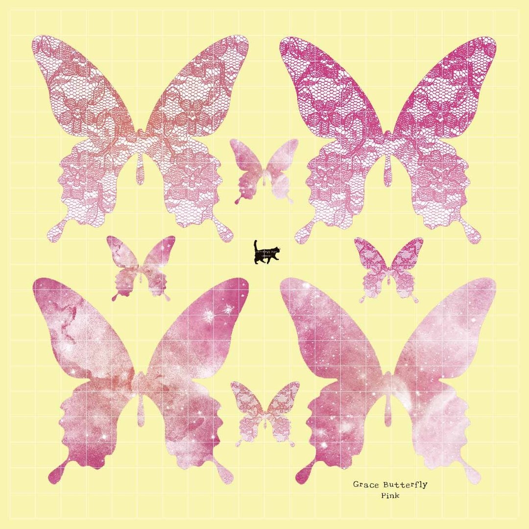 Grace Butterfly - 粉 - 白墨印刷 PET (蓝狮) (suyeon) - 贴纸 - 纸 粉红色