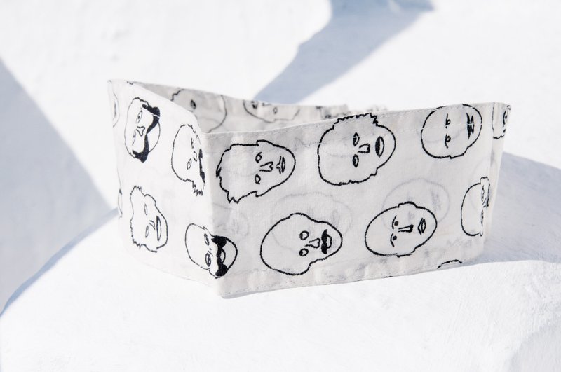 情人节礼物 生日礼物 新年礼物 闺蜜礼物 母亲节礼物 限量一件 棉发带/ 手工发带 / 普普风发带 / 印花发带 / 松紧发带 / 木刻印发带 - 手感涂鸦人像 - 发饰 - 棉．麻 白色