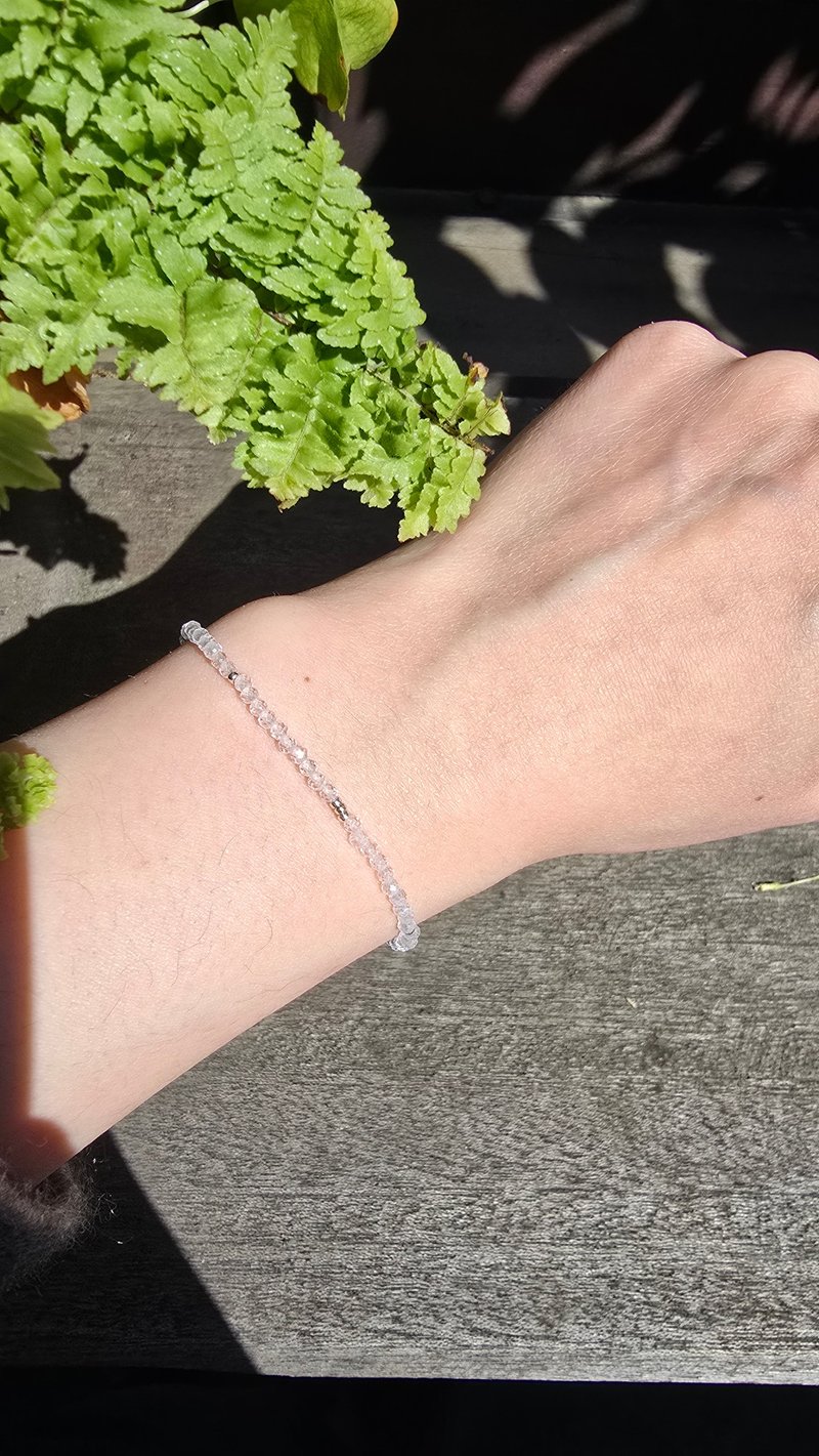 纯净 · 白水晶 纯银 素串 细手环 四月诞生石 - 手链/手环 - 水晶 透明