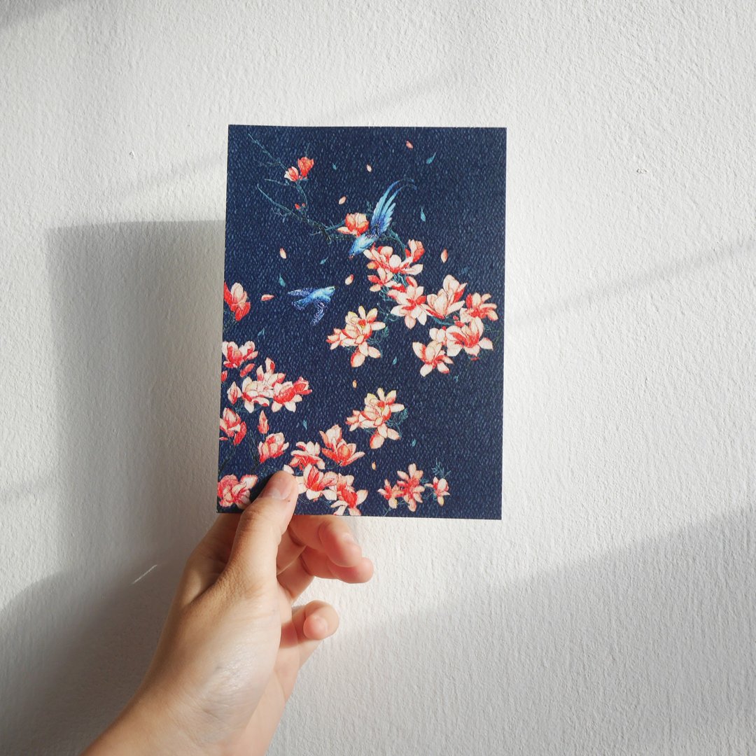 Postcard - Blossom Night - 卡片/明信片 - 纸 蓝色