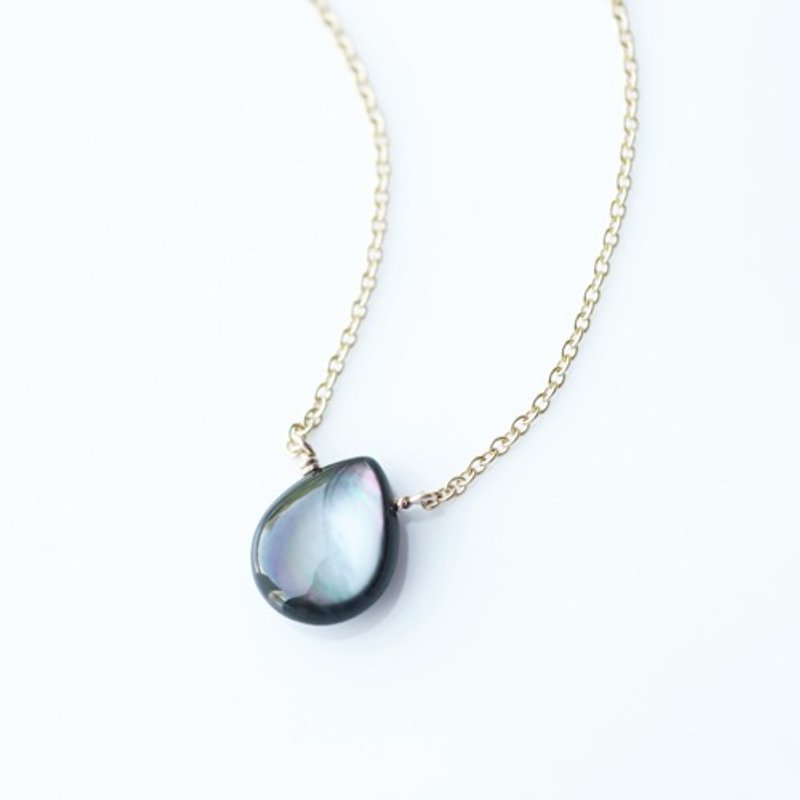 10mm pair shape necklace of black pearl shell Flaviana - 项链 - 宝石 黑色