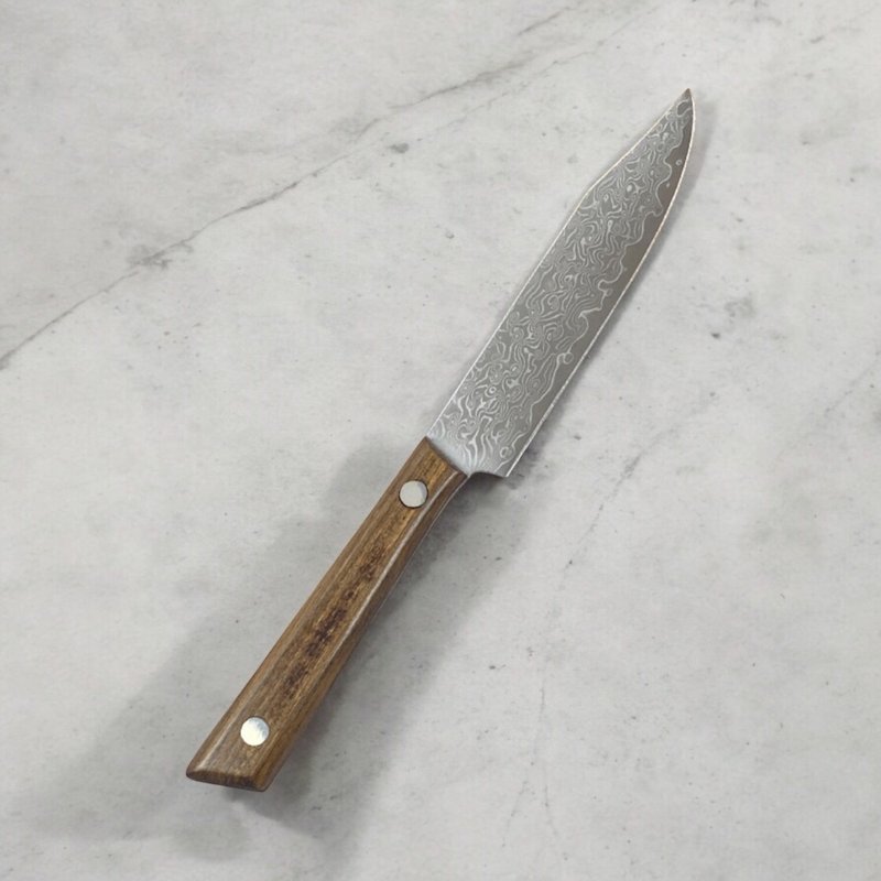 VIKING 维京海盗款檀木柄锻打大马士革钢切肉刀水果刀户外野营刀 - 餐刀/叉/匙组合 - 其他材质 银色