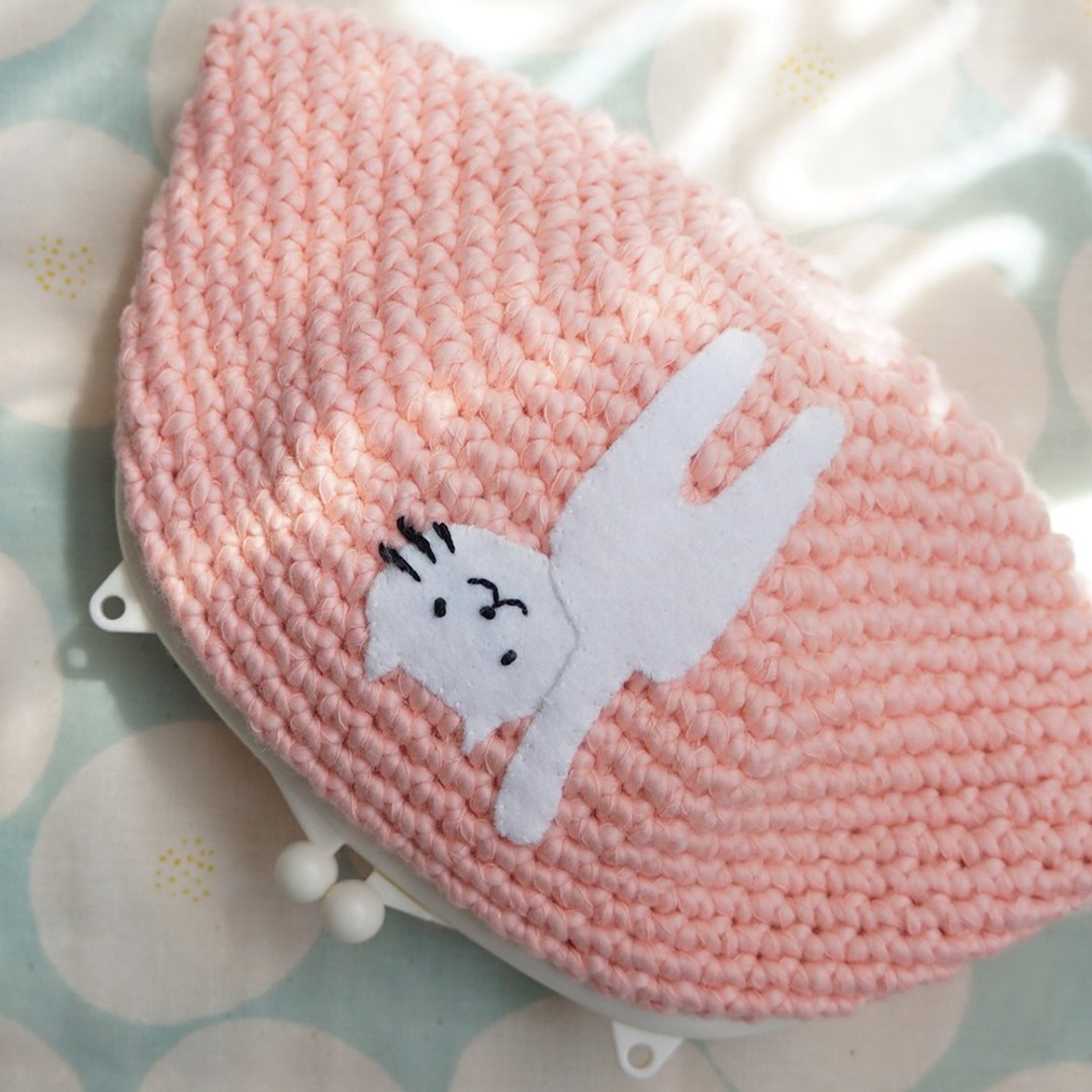Ba-ba handmade Crochet pouch No.C1458 - 化妆包/杂物包 - 其他材质 粉红色