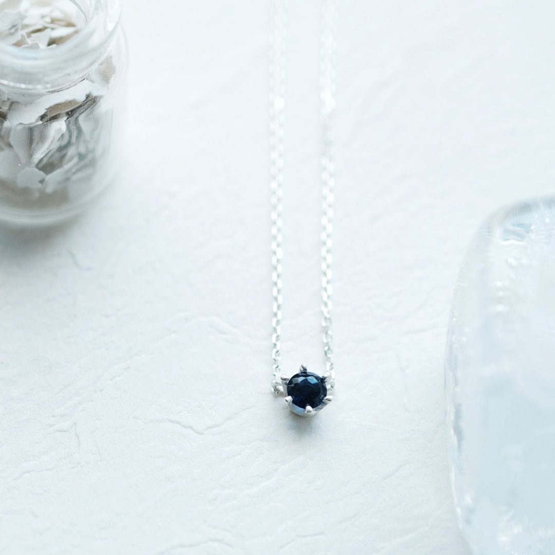 Sapphire 6 claw necklace Silver 925 - 项链 - 其他金属 蓝色