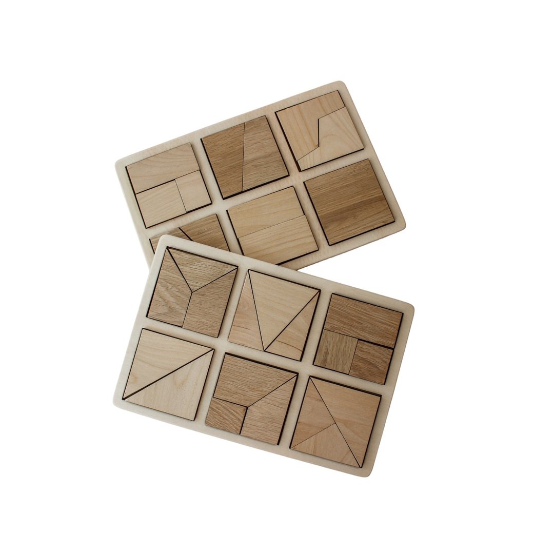 Wooden Puzzle - collect the square or Mathematic Fraction, Toddler Toys - 玩具/玩偶 - 木头 咖啡色