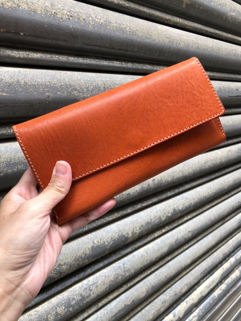 经典对折长夹/皮夹  Color:焦糖色  -植鞣皮革制- - 皮夹/钱包 - 真皮 咖啡色