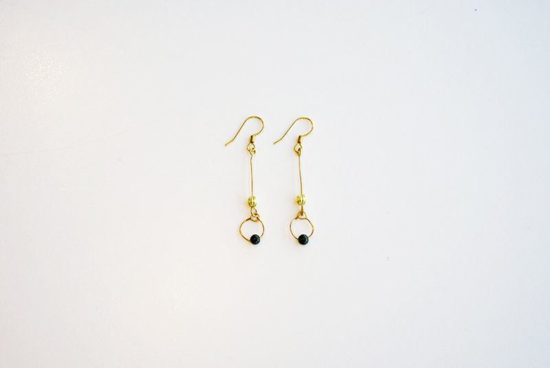 绿砂石Green sand stone - 耳环/耳夹 - 铜/黄铜 绿色